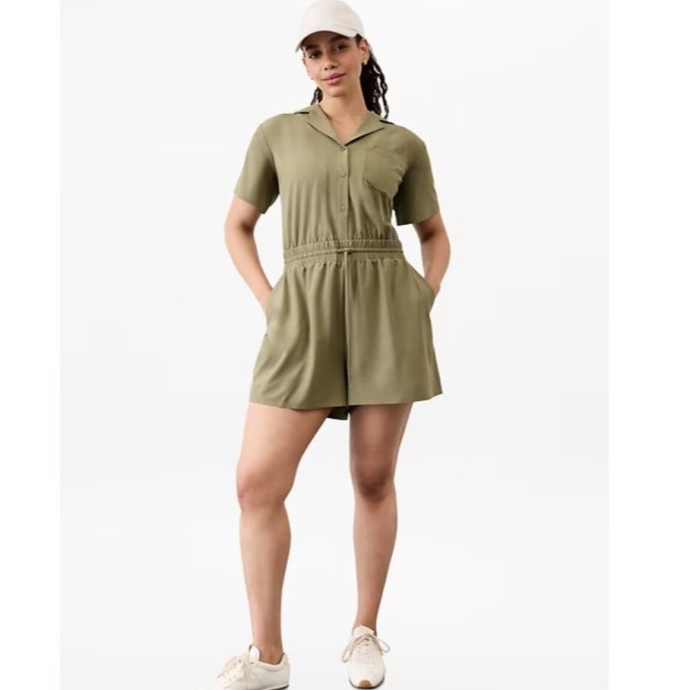 NEW Athleta XL Avenue Romper Olive Branch XL